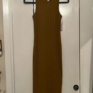 Nine West Sleeveless Ribbed Midi Dress - Brown